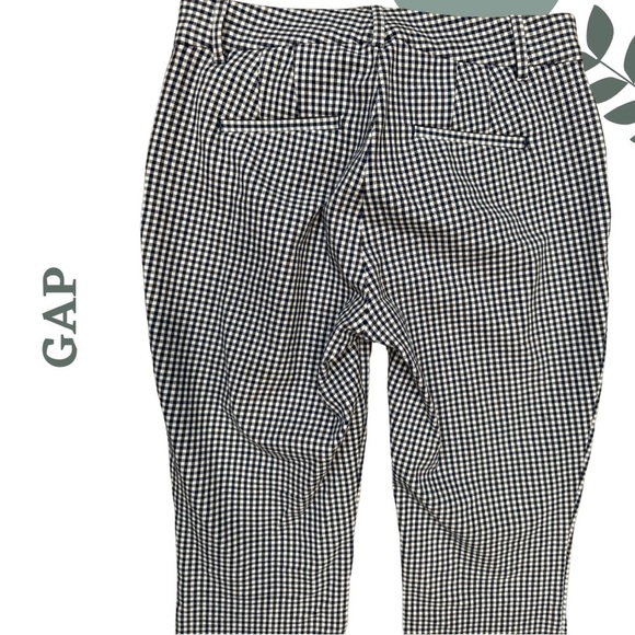 🛍️3/$40 GAP Navy Blue and White Checkered Pants Ankle Length Size 6 - Picture 5 of 6